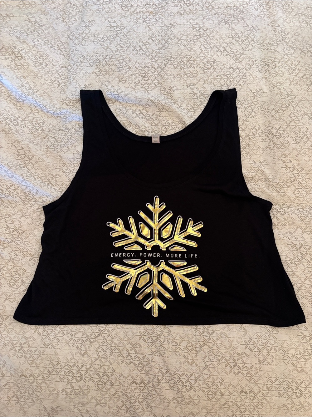 Bella Canvas Black Cropped Tank with Metallic Gold Snowflake